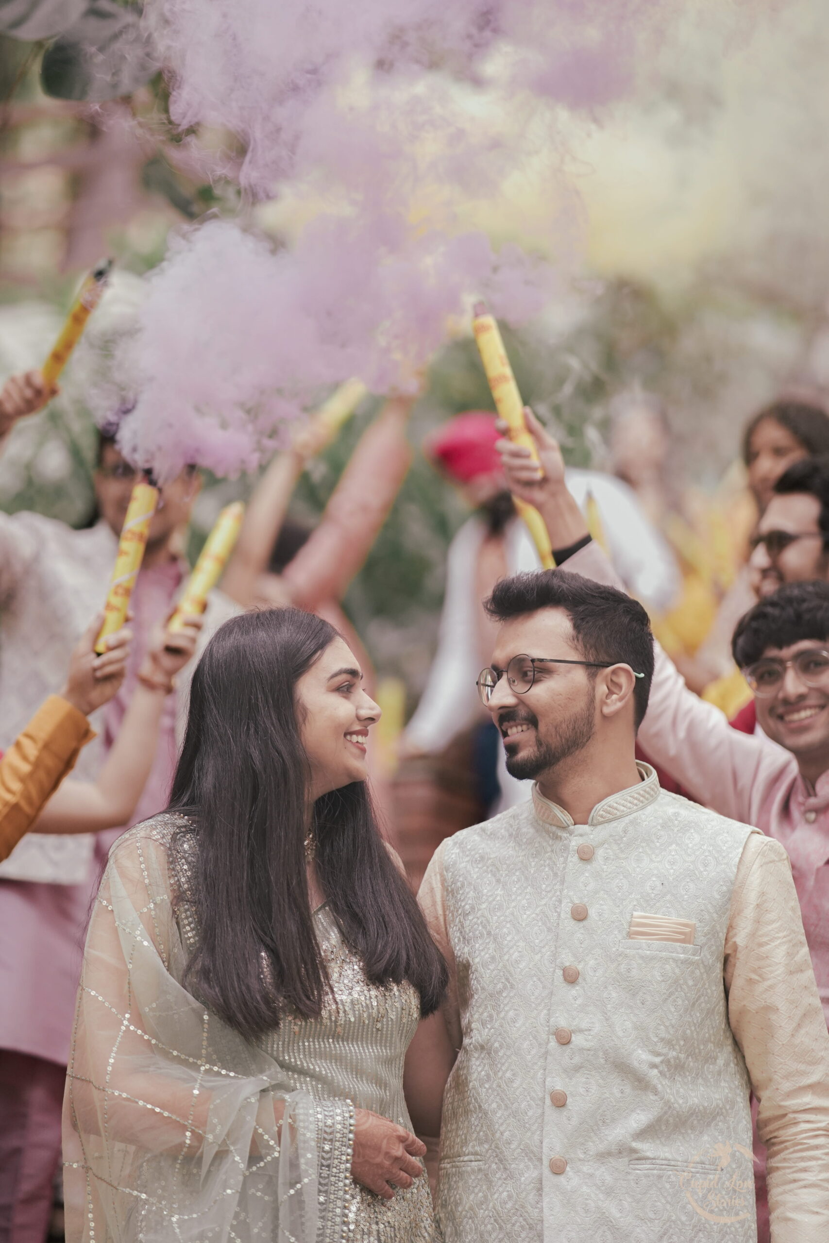 Premium wedding cinematography India — cinematic night portrait