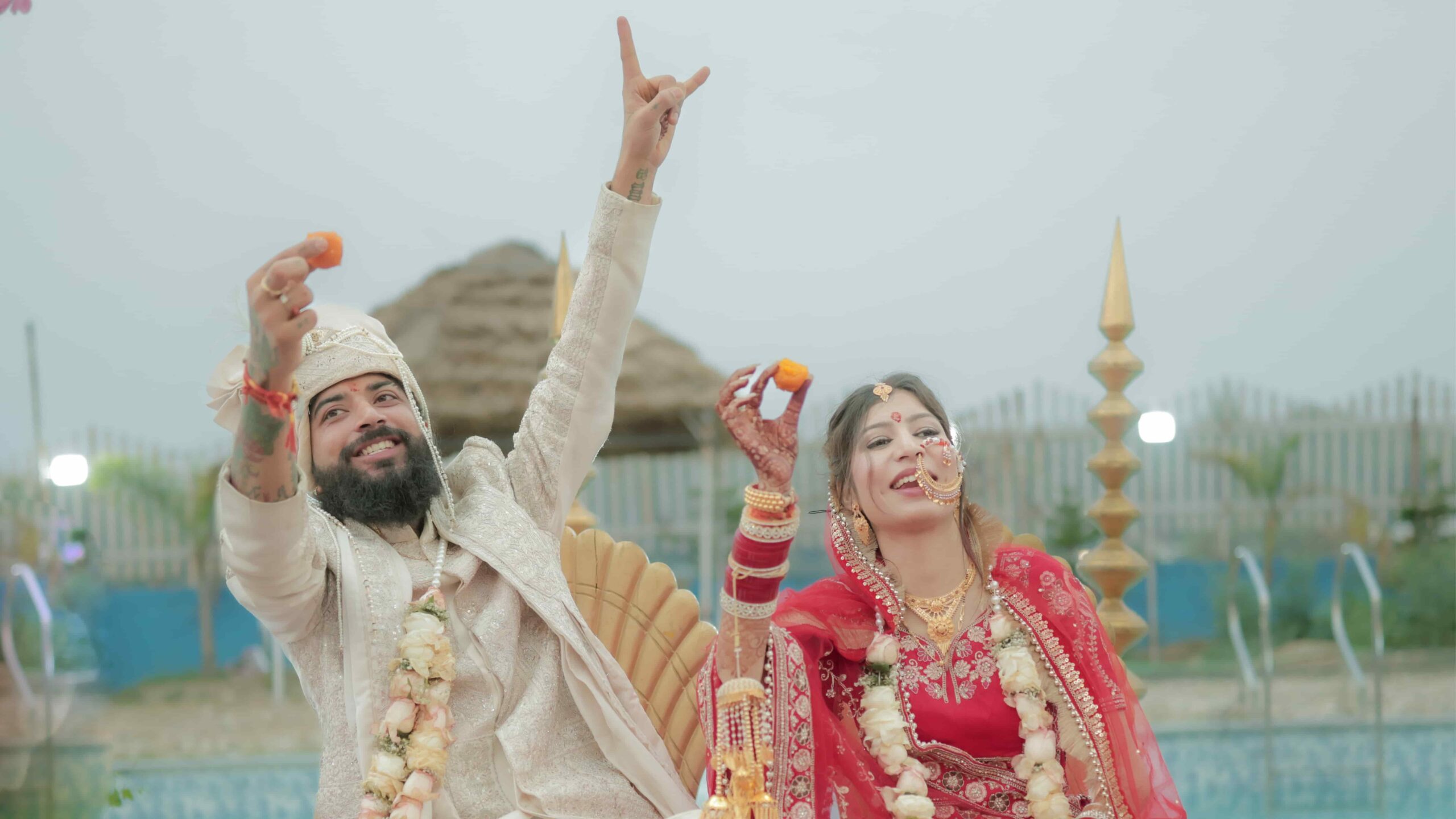 Anurag Dobhal UK07 Rider wedding evening ceremony at Rajputana Farm photographed by Cupid Love Stories