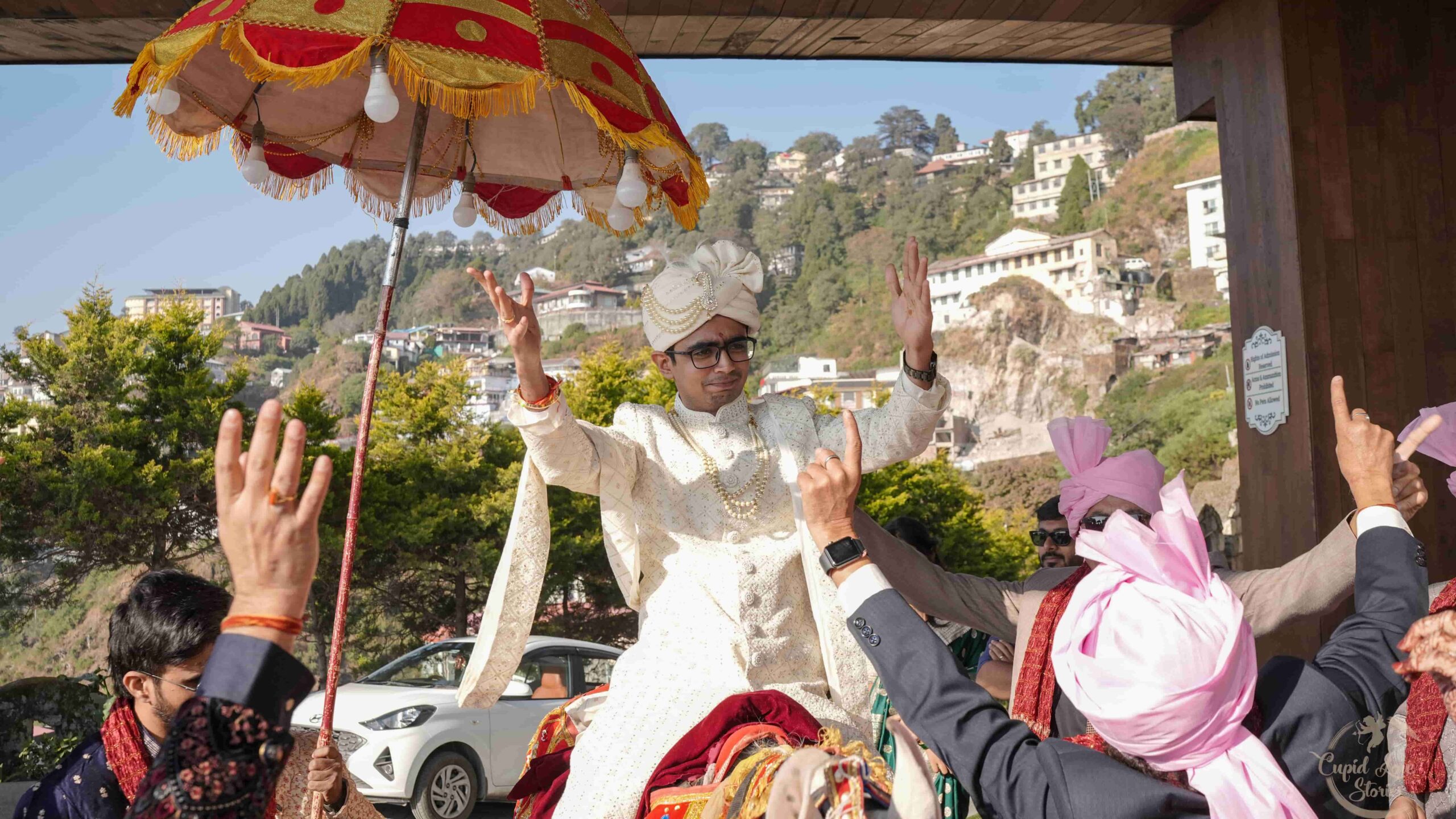 Couple portraits at sunset — Royal Orchid Fort Mussoorie wedding photography by Cupid Love Stories