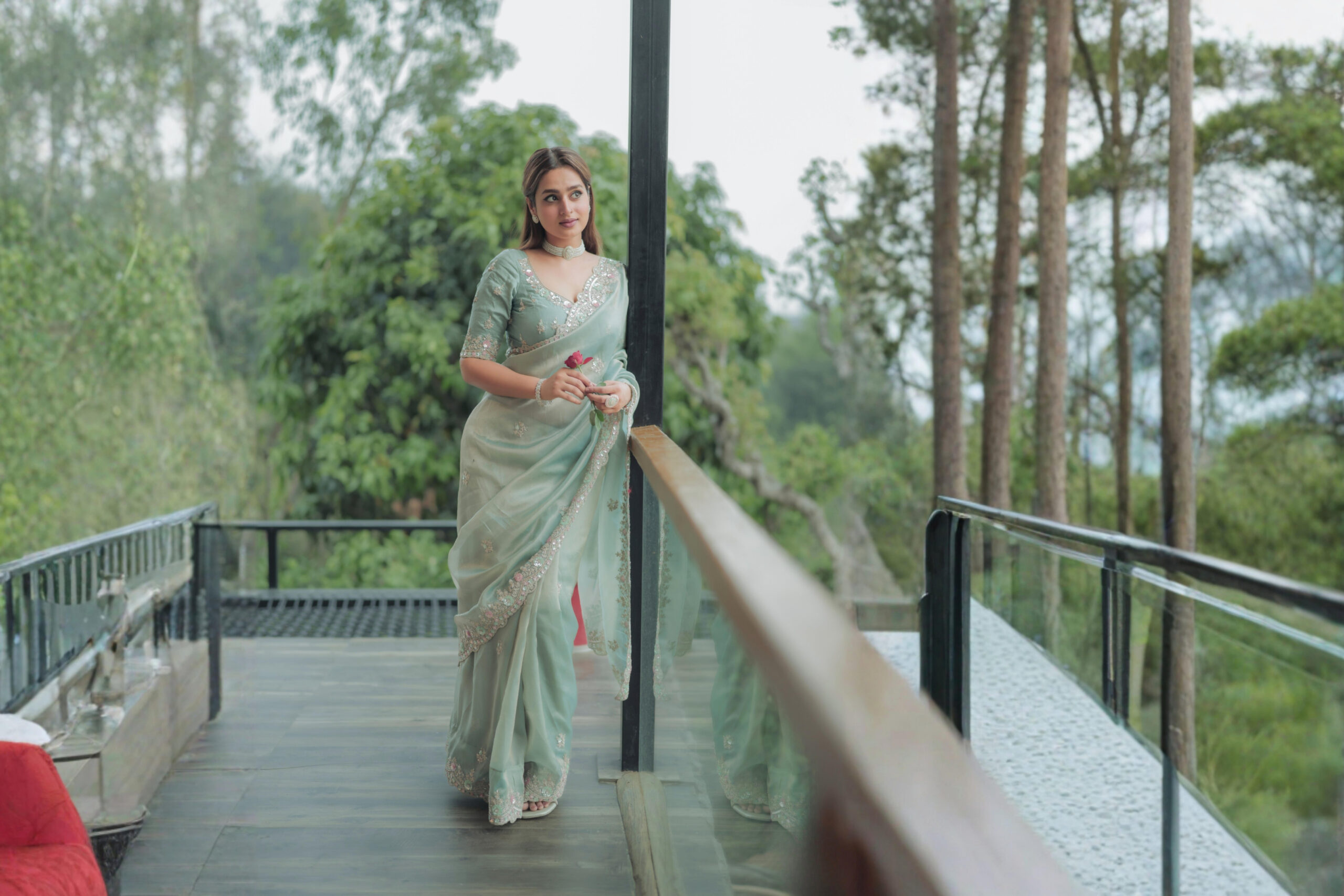 Ayesha Khan full-length fashion photoshoot — composed lifestyle frame by Cupid Love Stories